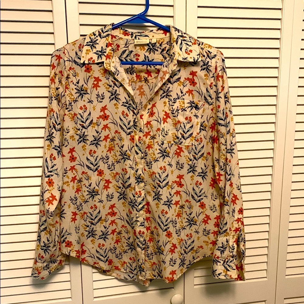 Spartina 449 Floral Print Top with Orange and Blue Accents